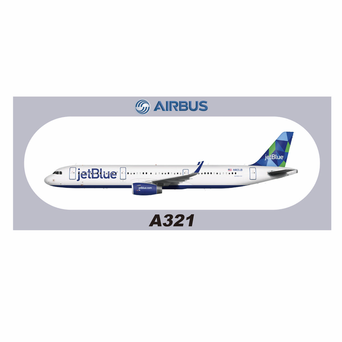 RBF JETBLUE A321 20x8.8CM STICKER S-R-321-3JB