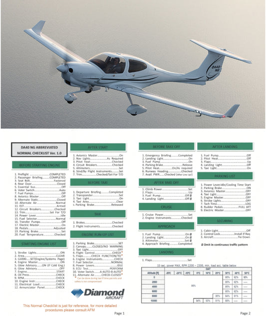 RBF Checklist Diamond DA-40 CHX40
