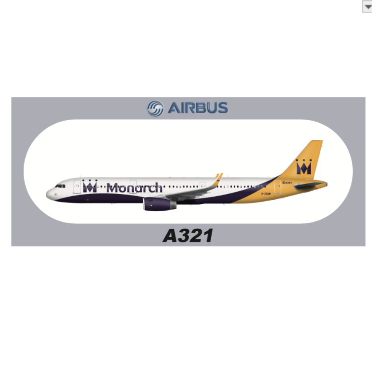 RBF MONARCH A321 20x8.8CM STICKER S-R-321-ZBAM
