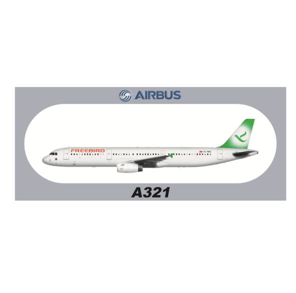 RBF FREEBIRD A321 20x8.8CM STICKER S-R-321-FBG