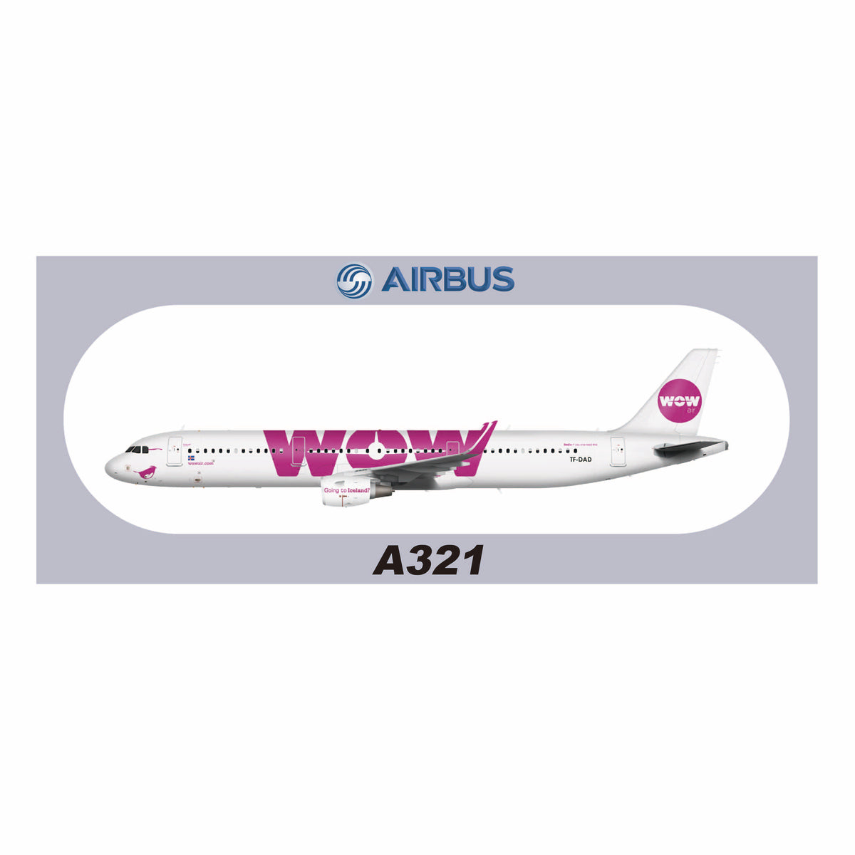 RBF WOW A321 20x8.8CM STICKER S-R-321-DAD
