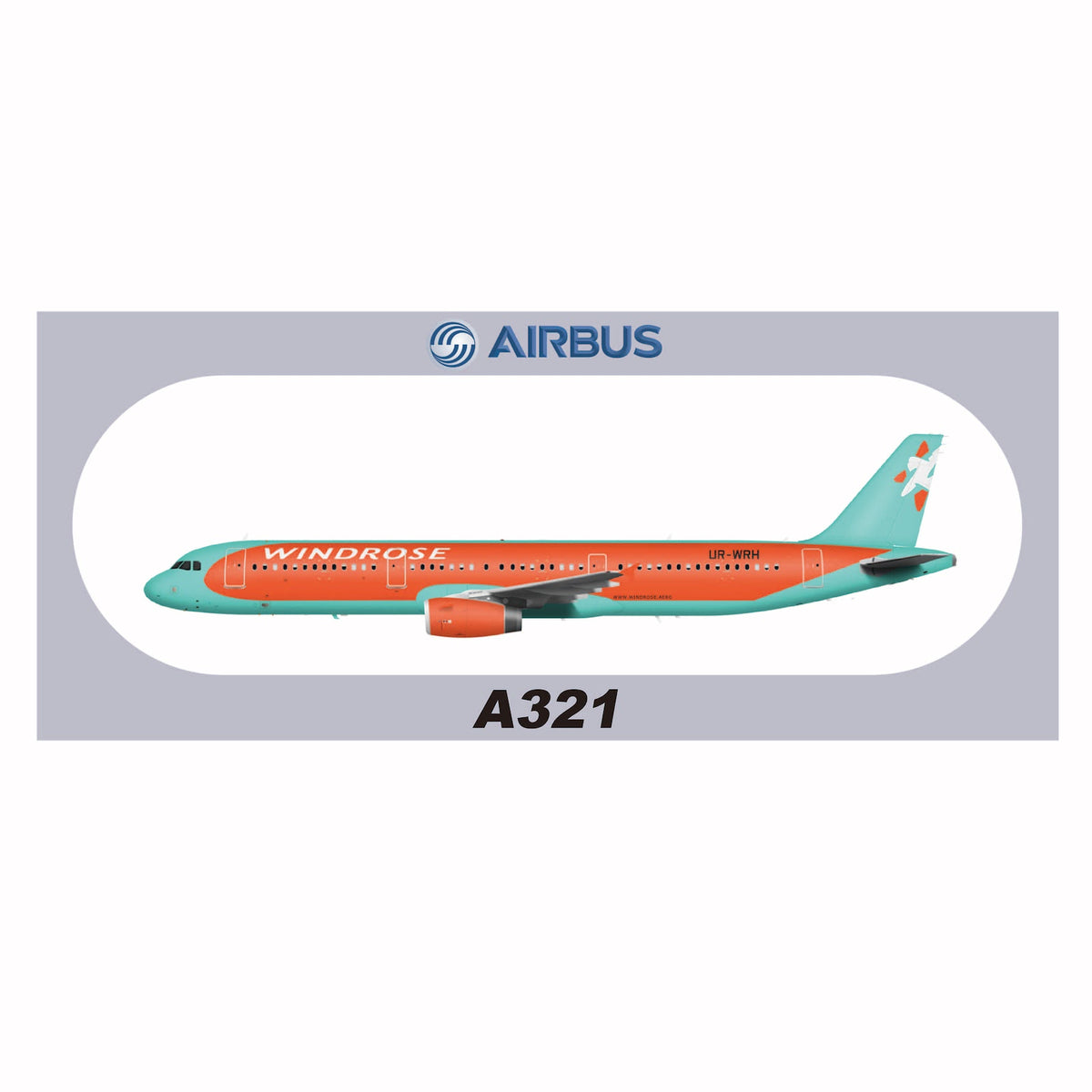 RBF WINDROSE A321 20x8.8CM STICKER S-R-321-WRH