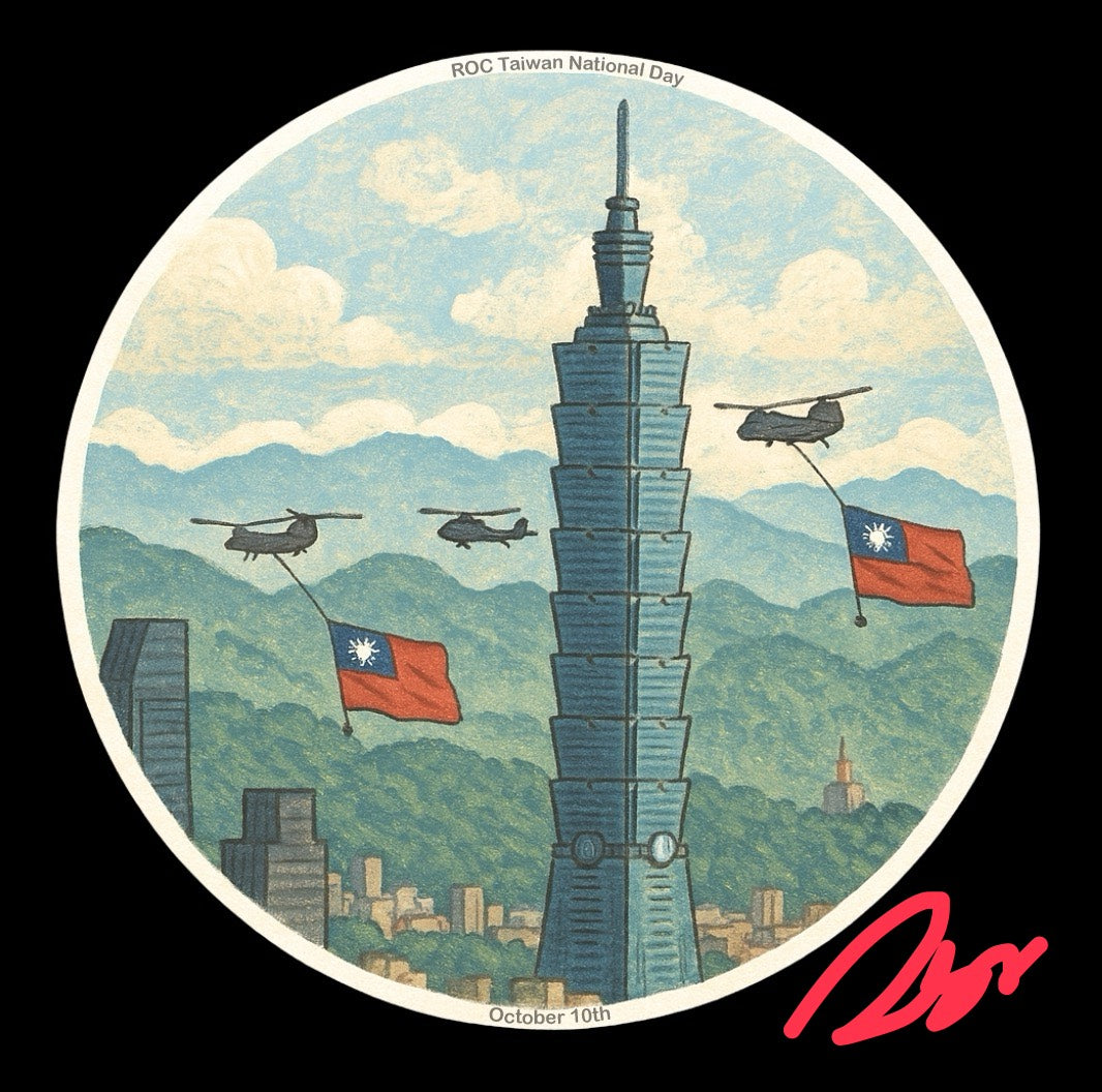 RBF Taiwan National Day Taipei 101 CH-47 Flag Flight 10CM STICKER S10-1010B