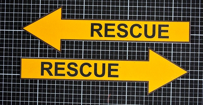 RBF RESCUE yellow WATERPROOF STICKER S30-RES-Y